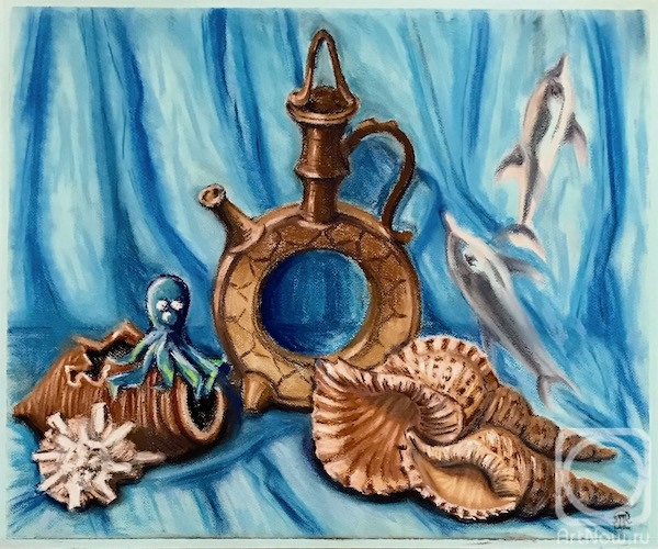 Lukaneva Larissa. Still life with ceramics and sea shells