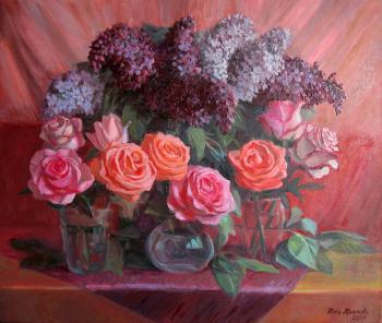 Painting Lilac and roses. Krasnova Nina