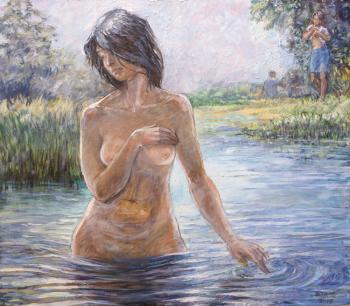Summer day (Woman enters the water...)
