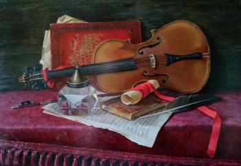 Still life with the violin (Inkpot). Nikolaeva Elena