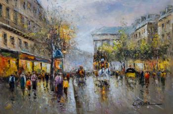 Paris landscape by Antoine Blanchard. Boulevard de La Madeleine