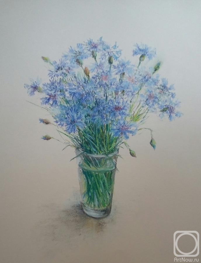 Klyan Elena. Cornflowers. Original pastel drawing