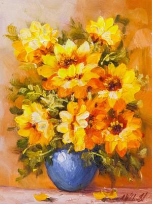Sunflowers in a blue vase N2 (Modern Imp). Vlodarchik Andjei