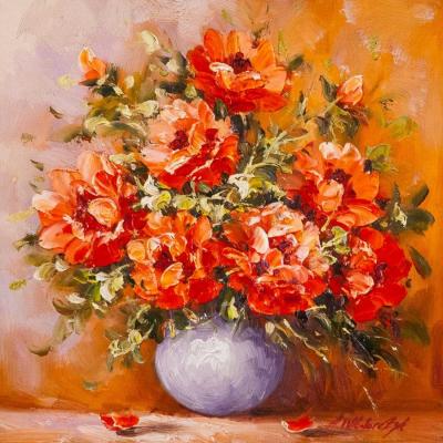 Garden poppies in a vase. Vlodarchik Andjei