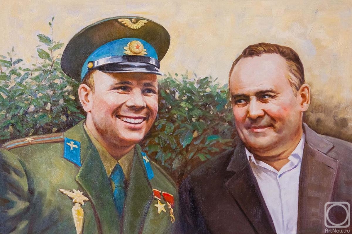 Kamskij Savelij. Portrait of Yu. A. Gagarin and S. P. Korolev