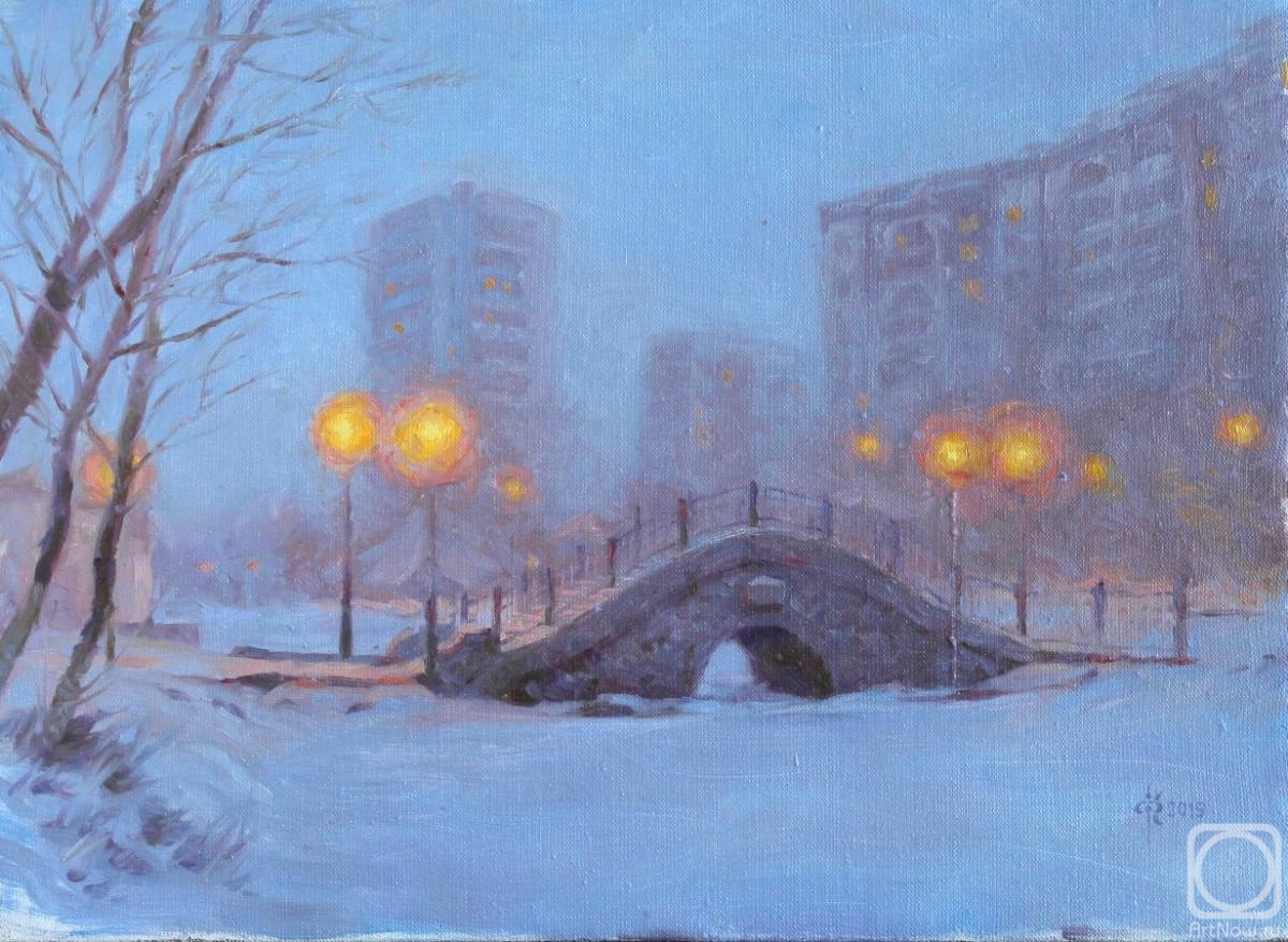 Fedoseev Konstantin. Snowfall March 19th. Friendship Bridge. Blagoveshchensk