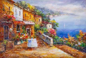 Relaxing on the terrace at a hot afternoon (Relaxing Painting). Vlodarchik Andjei