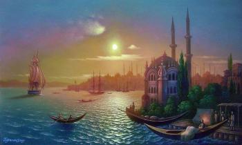View of Constantinople at the moon (Bosphorus Strait). Kulagin Oleg
