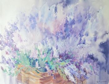 Lavender blooms (Lavender Bouquet Painting). Mikhalskaya Katya