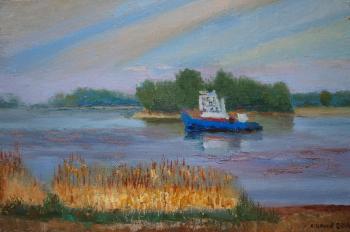 A boat on the Kama river.Chistopol