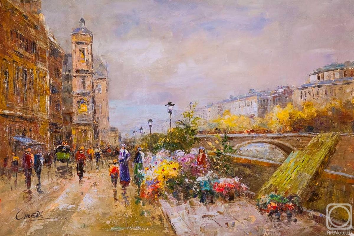 Vevers Christina. A free copy of Antoine Blanchard's painting. The Quay of the Seine