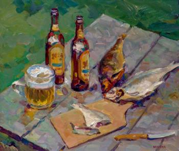 Still life Beer and fish. Grigoryan Mike