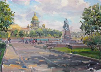 View of St. Isaac's Cathedral from Vasilievsky island (View Of The Neva River). Krivenko Peter
