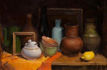 Still life with dishes and lemon. Burtsev Evgeny
