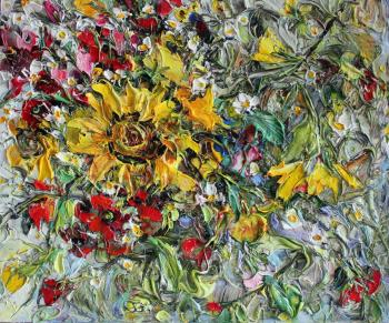In the village garden (A Bouquet Of Garden Sunflowers). Grebenyuk Yury