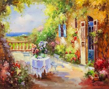 View of the blooming terrace. Sharabarin Andrey