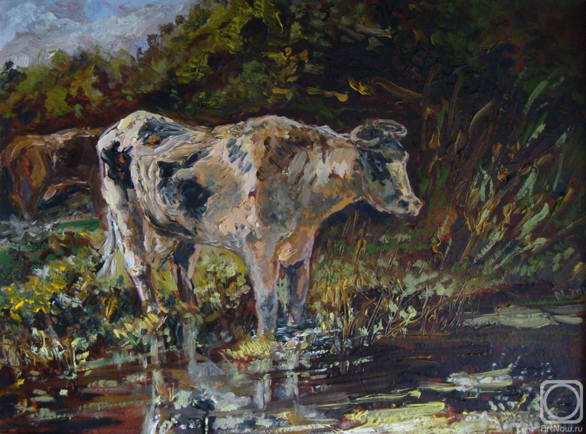 Lazarev Dmitry. Cows near the river