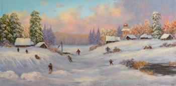 Painting Winter Fun Village. Lyamin Nikolay