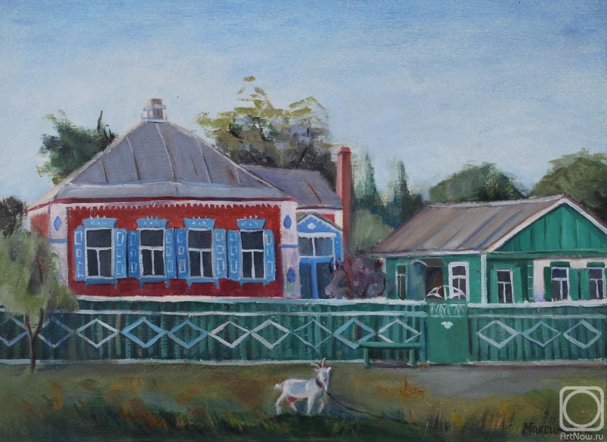 Maksimova Anna. House with blue shutters. Series "Village. Summer."