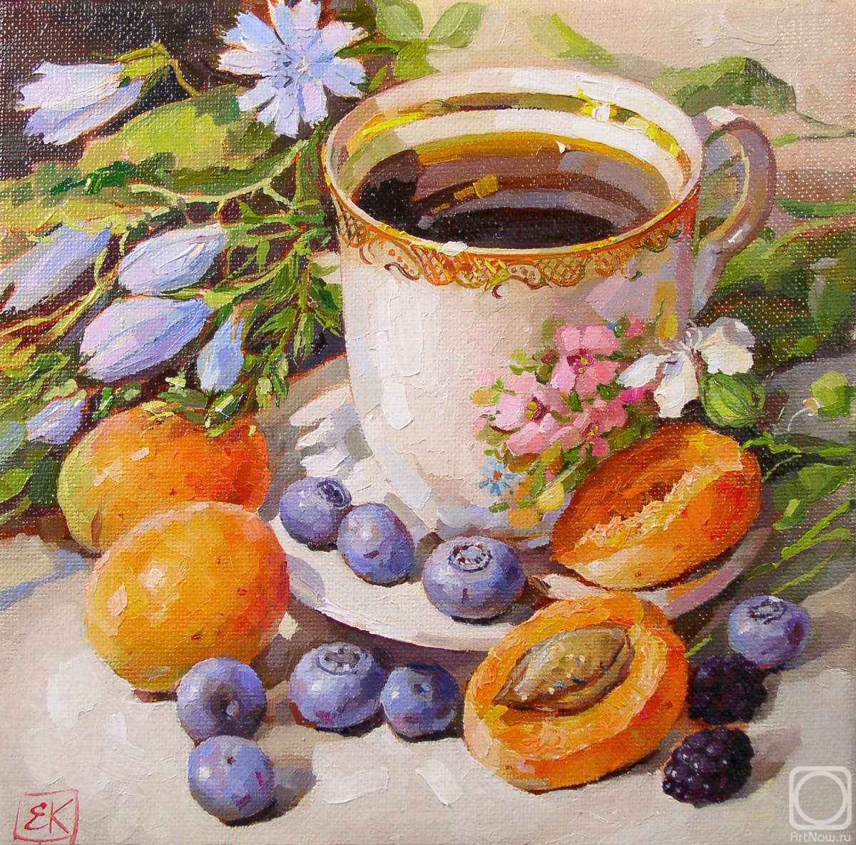 Korneeva Evgeniya. Chicory in a porcelain Cup