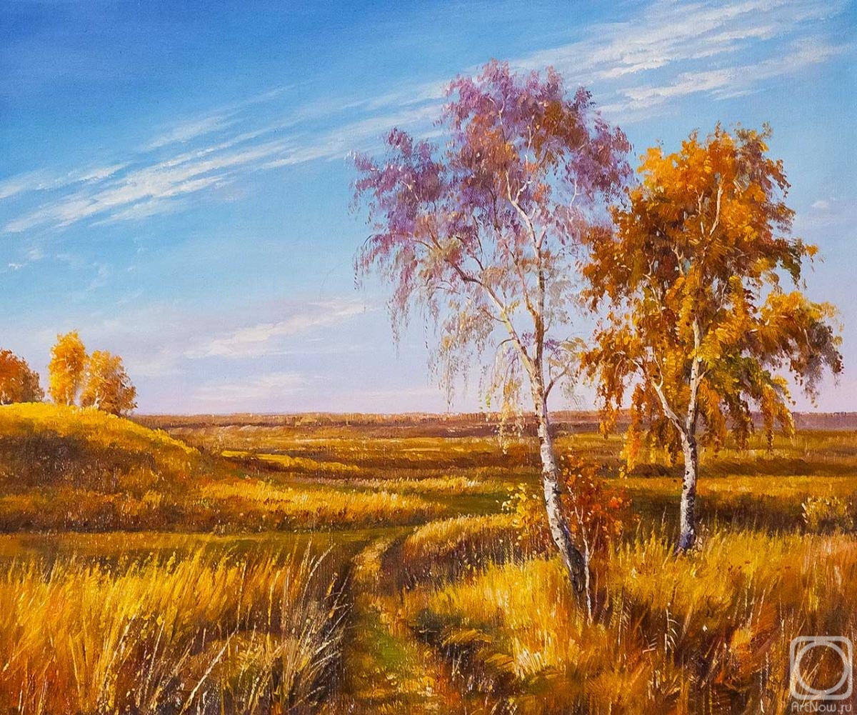Romm Alexandr. Golden birches in a golden field