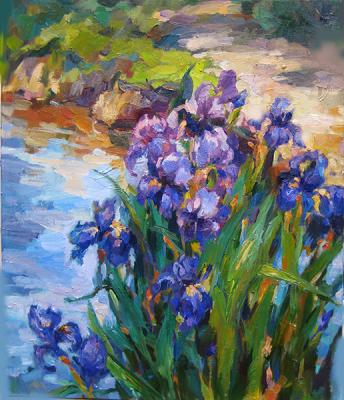 Irises by the water