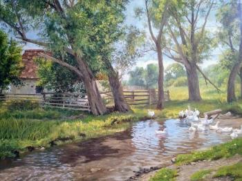 Landscape with geese. Avrin Aleksandr