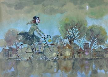 Green walk (Girl Riding A Bike). Maliavina Alla