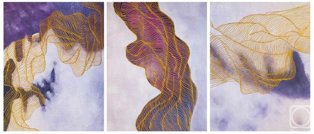 Gomes Liya. Golden threads of fate. Basic purple. Triptych