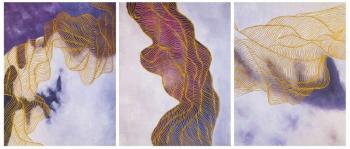 Golden threads of fate. Basic purple. Triptych. Gomes Liya