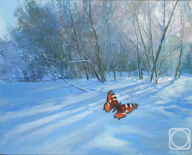 Dragin Igor. Winter scenery with butterfly