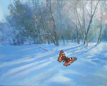 Winter scenery with butterfly. Dragin Igor