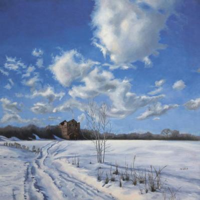 Winter landscape with ruins
