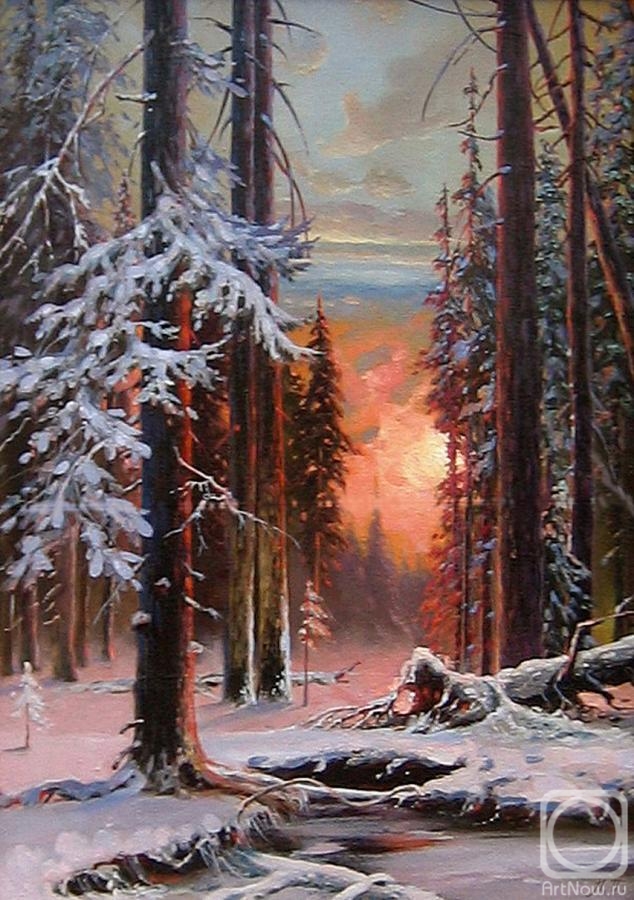 Pryadko Larisa. Sunset. Forest. Winter