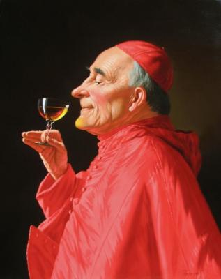 Monk with a glass of wine. Grigoriev Ruslan
