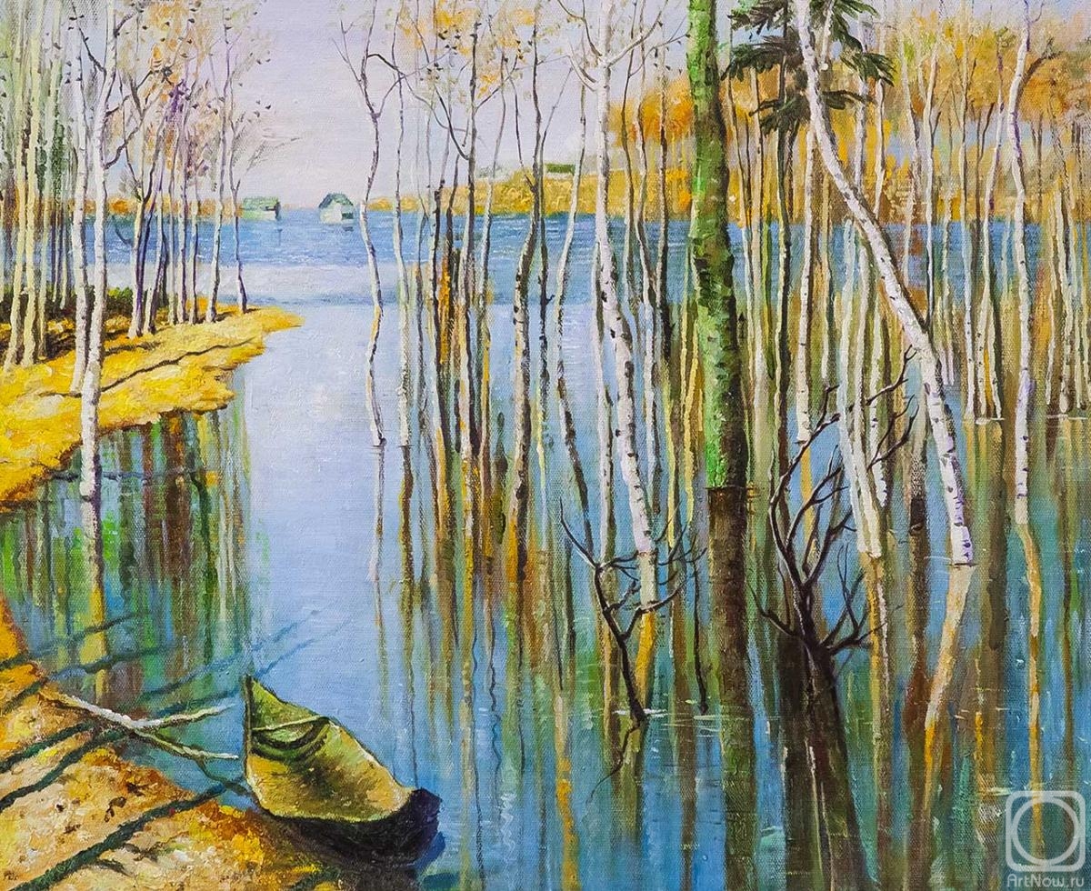 Kamskij Savelij. A copy of the painting by I. Levitan. Spring. Big Water