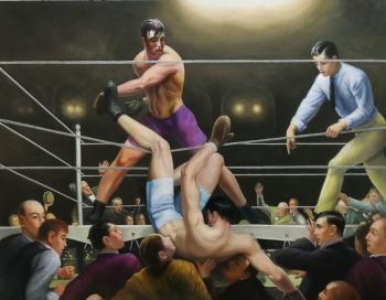 Copy of George Bellows' painting. Dempsey versus Firpo