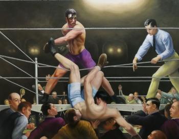 Copy of George Bellows' painting. Dempsey versus Firpo. Kamskij Savelij