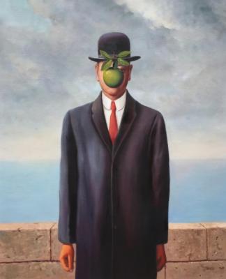 A copy of the picture of Rene Magritte's. Son of man. Kamskij Savelij