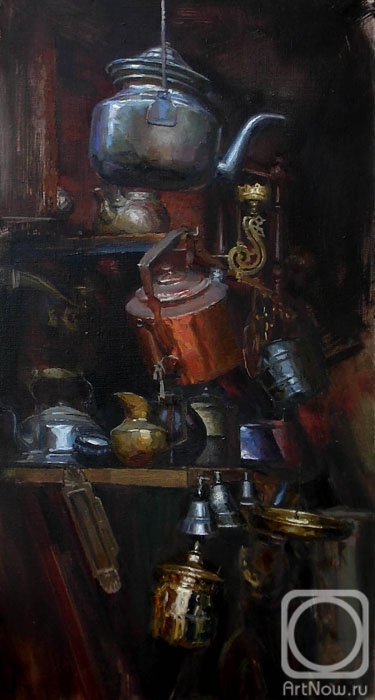 Dragin Igor. Still life with metal ware exhibited for sale