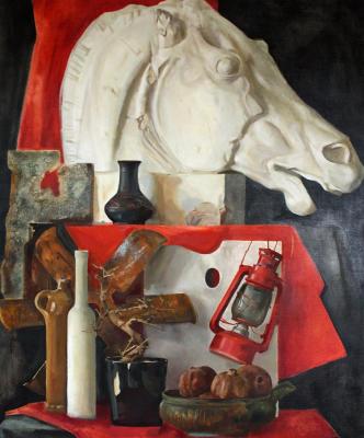 Still life with a horse's head