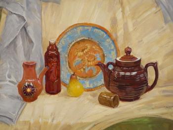 Still life with a blue dish