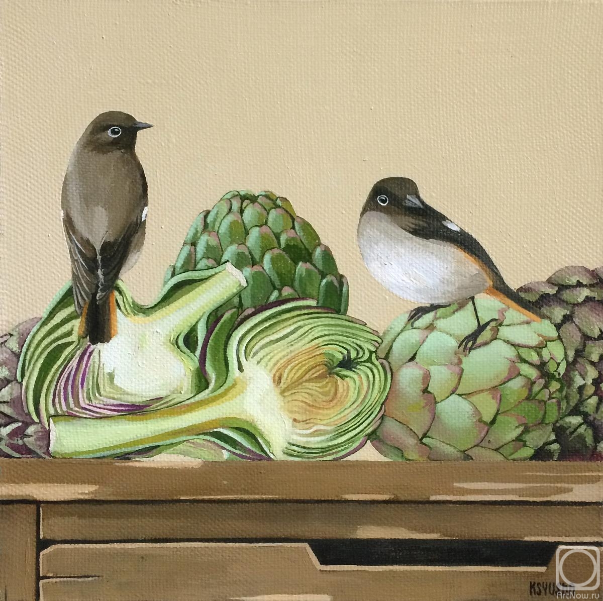 ������� ������ �� ������. ��������� ������. Artichoke and birds
