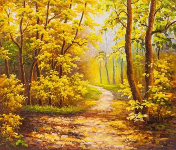 Autumn golden walks along the paths. Sharabarin Andrey