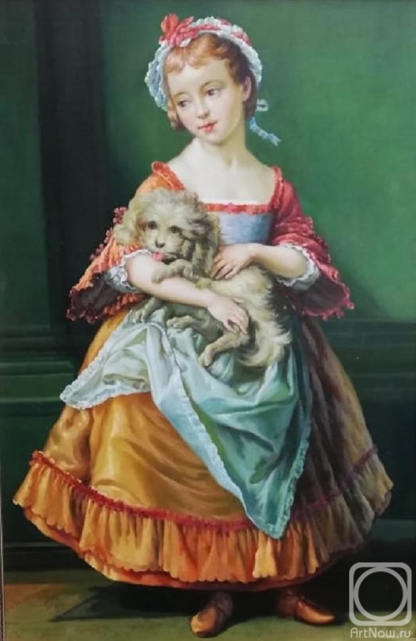 Kamskij Savelij. Copy of Pompeo Batoni's painting. Countess Stanhope holds a dog