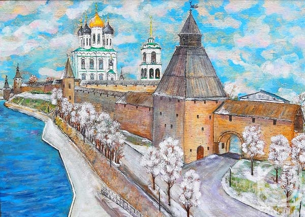 Volkhonskaya Liudmila. Pskov Kremlin. The view from Olginsky bridge