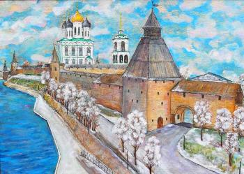 Pskov Kremlin. The view from Olginsky bridge. Volkhonskaya Liudmila