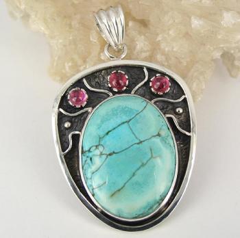 Pendant with turquoise. Silver 925 sample