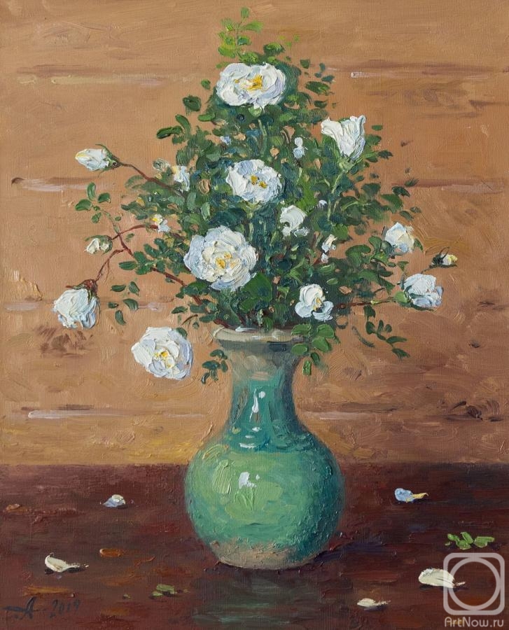 Alexandrovsky Alexander. White rosehip in a green jug
