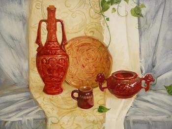 Still life with brown ceramics. Fedoseev Konstantin